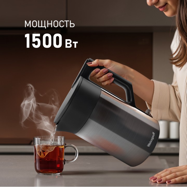 Фото Alt Чайник электрический Weissgauff  WK 1510 Nero BodyCool - 1