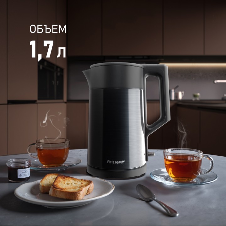 Фото Alt Чайник электрический Weissgauff  WK 1510 Nero BodyCool - 2