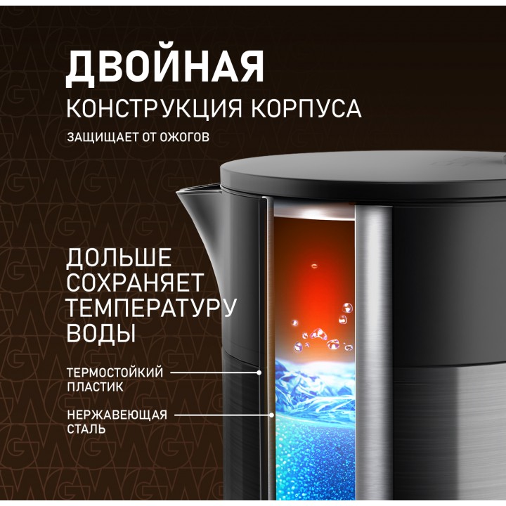 Фото Alt Чайник электрический Weissgauff  WK 1510 Nero BodyCool - 3