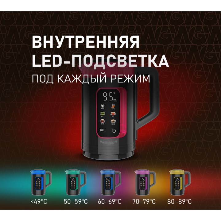 Фото Alt Чайник электрический Weissgauff  WK 1520 Db Touch BodyCool - 13