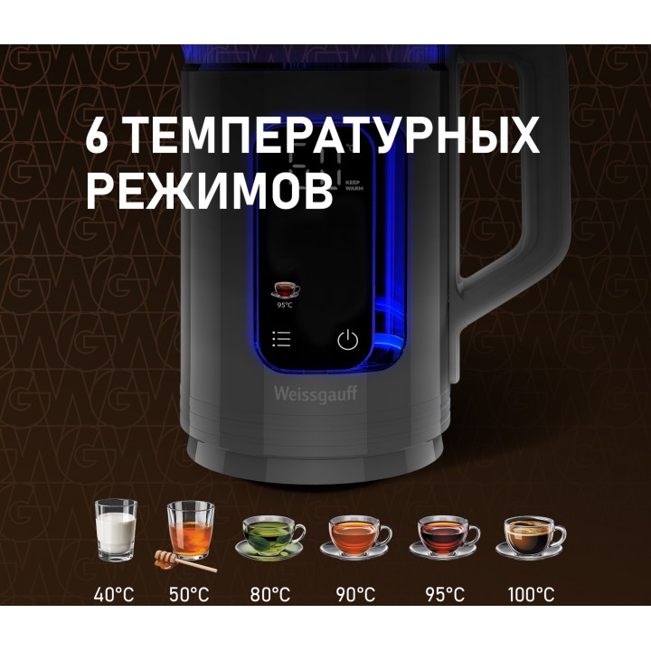 Фото Alt Чайник электрический Weissgauff  WK 1520 Dt Touch BodyCool - 4