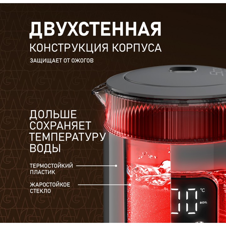 Фото Alt Чайник электрический Weissgauff  WK 1520 Dt Touch BodyCool - 6