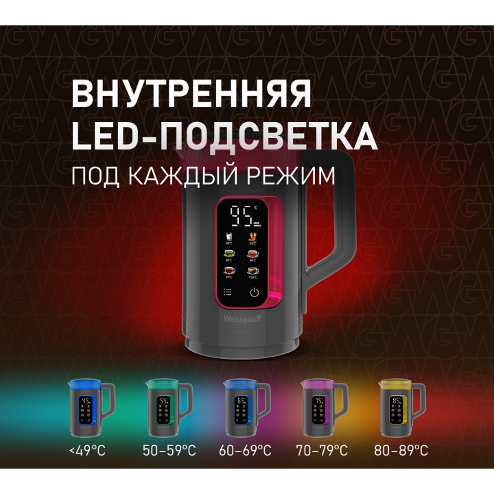 Фото Alt Чайник электрический Weissgauff  WK 1520 Dt Touch BodyCool - 13
