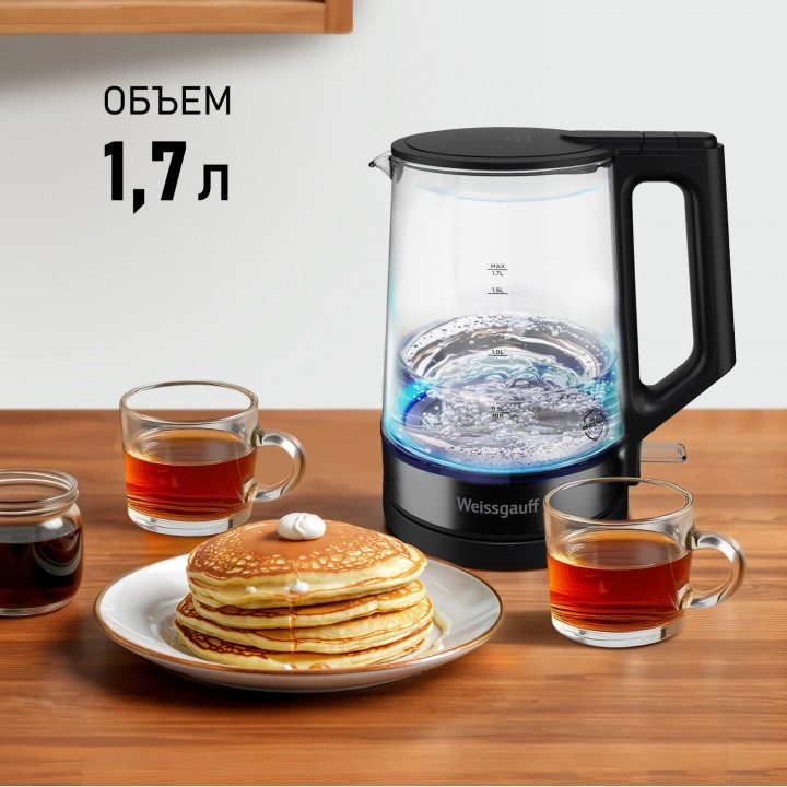Фото Alt Чайник электрический Weissgauff  WK 1700 EcoGlass Nero - 2
