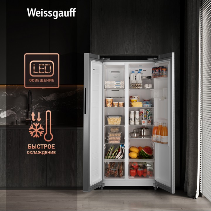 Фото Alt Отдельностоящий холодильник с инвертором и подачей воды Weissgauff  WSBS 600 X NoFrost Inverter Water Dispenser - 3