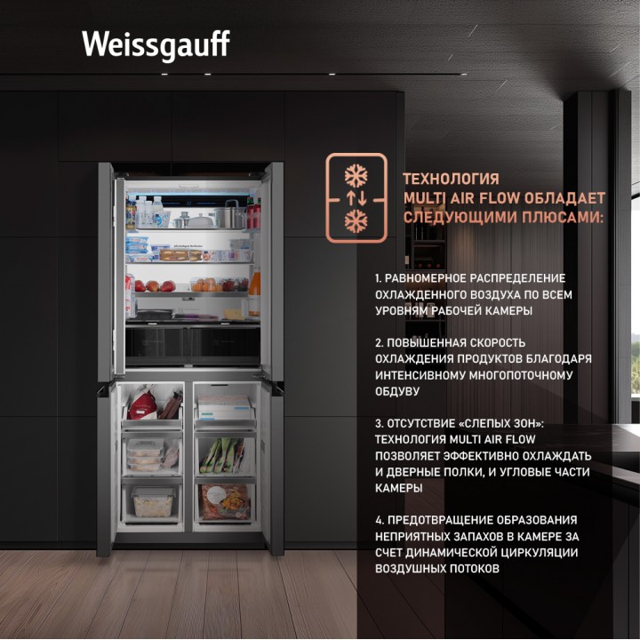 Фото Title Отдельностоящий холодильник с инвертором Weissgauff WCD 450 BgNF Built-in - 5 Фото Alt Отдельностоящий холодильник с инвертором Weissgauff WCD 450 BgNF Built-in - 5