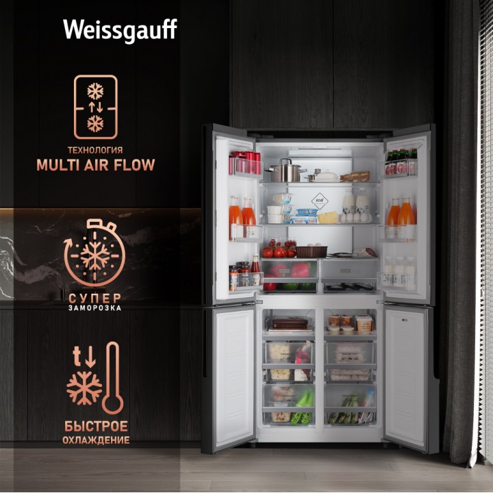 Фото Title Отдельностоящий холодильник с инвертором Weissgauff WCD 450 Inox Glass NoFrost Inverter - 4 Фото Alt Отдельностоящий холодильник с инвертором Weissgauff WCD 450 Inox Glass NoFrost Inverter - 4