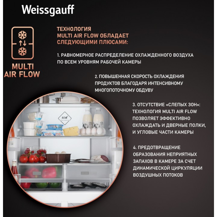 Фото Title Отдельностоящий холодильник с инвертором Weissgauff WCD 450 Inox Glass NoFrost Inverter - 5 Фото Alt Отдельностоящий холодильник с инвертором Weissgauff WCD 450 Inox Glass NoFrost Inverter - 5