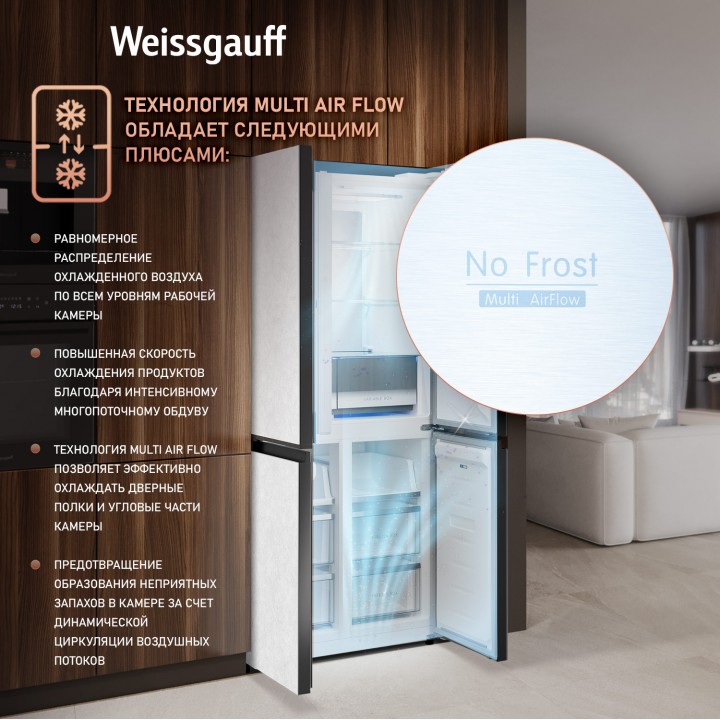 Фото Title Отдельностоящий холодильник с инвертором Weissgauff WCD 450 White Rock Glass NoFrost Inverter - 5 Фото Alt Отдельностоящий холодильник с инвертором Weissgauff WCD 450 White Rock Glass NoFrost Inverter - 5