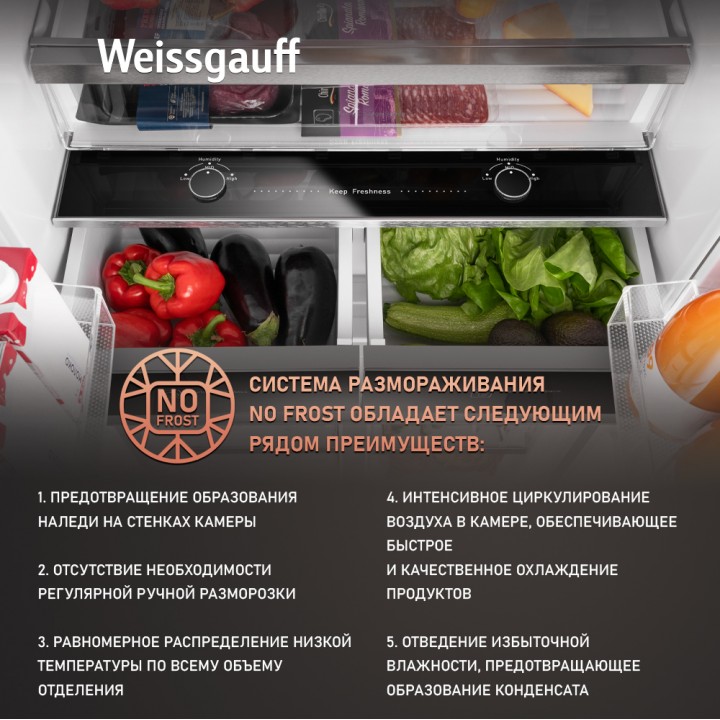 Фото Title Отдельностоящий холодильник с инвертором Weissgauff WCD 450 XNF Built-in - 1 Фото Alt Отдельностоящий холодильник с инвертором Weissgauff WCD 450 XNF Built-in - 1