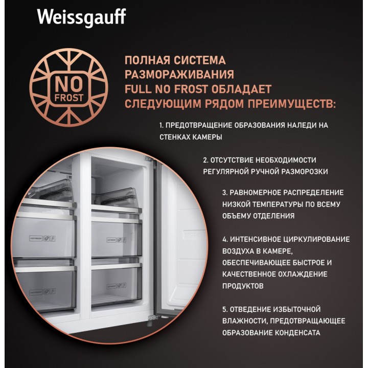Фото Title Отдельностоящий холодильник с инвертором Weissgauff WCD 590 Nofrost Inverter Premium Ecofresh Inox - 3 Фото Alt Отдельностоящий холодильник с инвертором Weissgauff WCD 590 Nofrost Inverter Premium Ecofresh Inox - 3