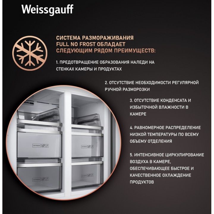 Фото Title Отдельностоящий холодильник с инвертором Weissgauff WCD 590 NoFrost Inverter Premium EcoFresh Inox Glass - 2 Фото Alt Отдельностоящий холодильник с инвертором Weissgauff WCD 590 NoFrost Inverter Premium EcoFresh Inox Glass - 2