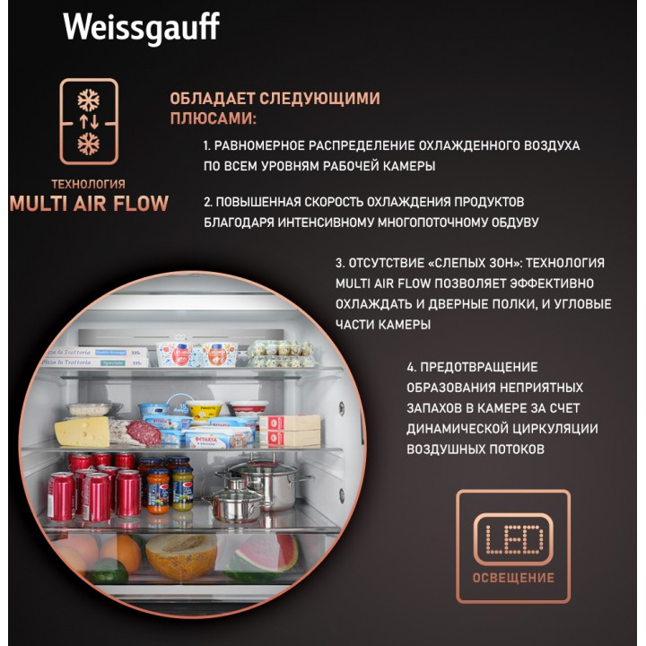 Фото Title Отдельностоящий холодильник с инвертором Weissgauff WCD 590 Nofrost Inverter Premium EcoFresh Rock Glass - 5 Фото Alt Отдельностоящий холодильник с инвертором Weissgauff WCD 590 Nofrost Inverter Premium EcoFresh Rock Glass - 5
