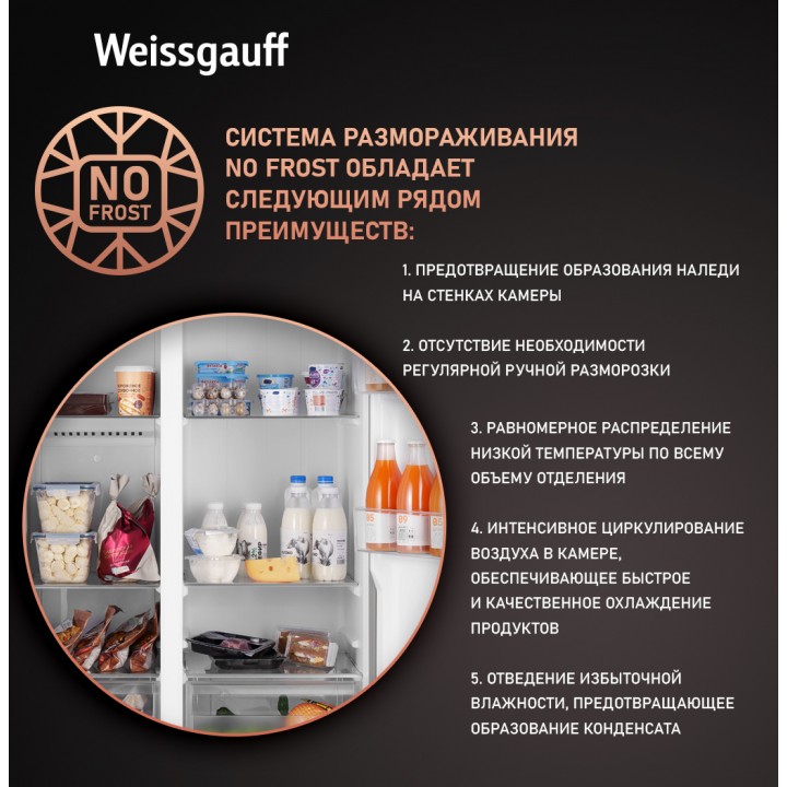 Фото Title Отдельностоящий холодильник с инвертором Weissgauff WSBS 600 NoFrost Inverter Dark Grey Glass - 2 Фото Alt Отдельностоящий холодильник с инвертором Weissgauff WSBS 600 NoFrost Inverter Dark Grey Glass - 2