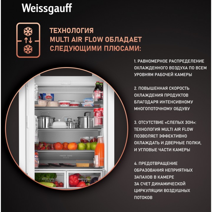 Фото Title Отдельностоящий холодильник Weissgauff WFD 450 Built-in Inverter NoFrost White - 2 Фото Alt Отдельностоящий холодильник Weissgauff WFD 450 Built-in Inverter NoFrost White - 2