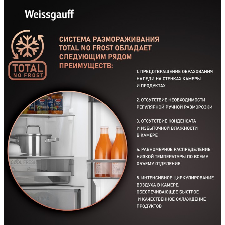 Фото Title Отдельностоящий холодильник Weissgauff WRK 195 D Full NoFrost Rock Glass - 2 Фото Alt Отдельностоящий холодильник Weissgauff WRK 195 D Full NoFrost Rock Glass - 2