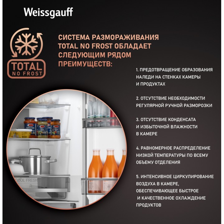 Фото Title Отдельностоящий холодильник Weissgauff WRK 195 D Full NoFrost White Rock Glass - 2 Фото Alt Отдельностоящий холодильник Weissgauff WRK 195 D Full NoFrost White Rock Glass - 2