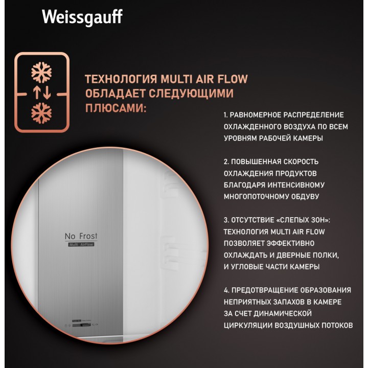 Фото Title Отдельностоящий холодильник Weissgauff WRK 195 D Full NoFrost White Rock Glass - 5 Фото Alt Отдельностоящий холодильник Weissgauff WRK 195 D Full NoFrost White Rock Glass - 5