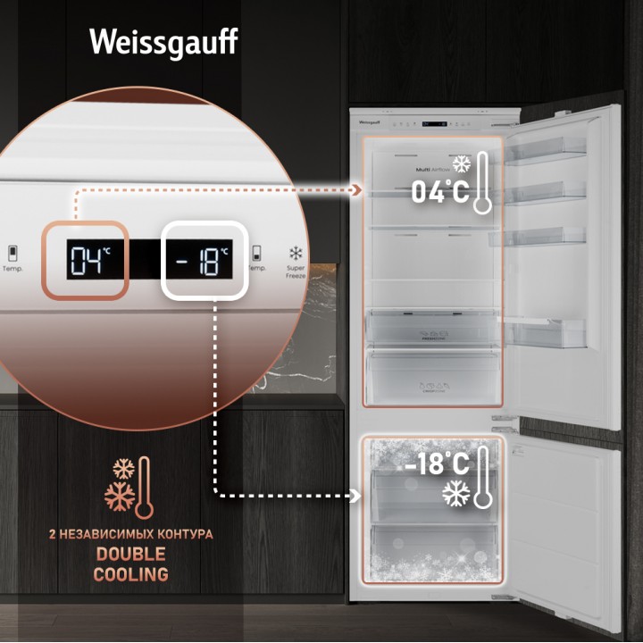 Фото Title Встраиваемый холодильник с инвертором Weissgauff WRKI 195 Full NoFrost Inverter - 5 Фото Alt Встраиваемый холодильник с инвертором Weissgauff WRKI 195 Full NoFrost Inverter - 5