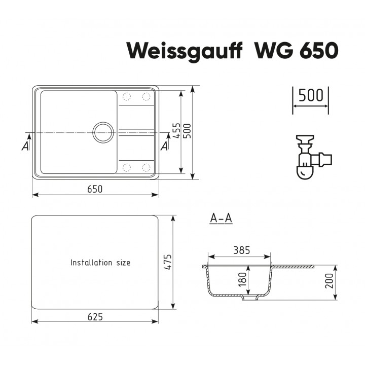 Фото Title Мойка Weissgauff WG 65007 Deep Black - 2 Фото Alt Мойка Weissgauff WG 65007 Deep Black - 2