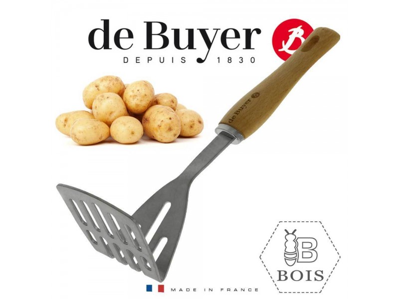 Фото Alt 2701.03 Мялка для пюре De Buyer B-BOIS, брашированная нерж сталь, деревянная ручка