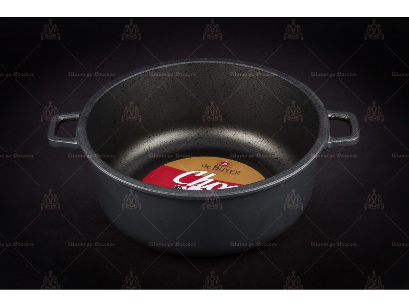 Фото Alt Кастрюля антипригарная с 2-мя ручками и стеклянной крышкой De Buyer Шок-Экстрим 8311.24