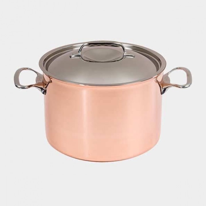Медная кастрюля с двумя ручками и крышкой, 24 см De Buyer 6443.24