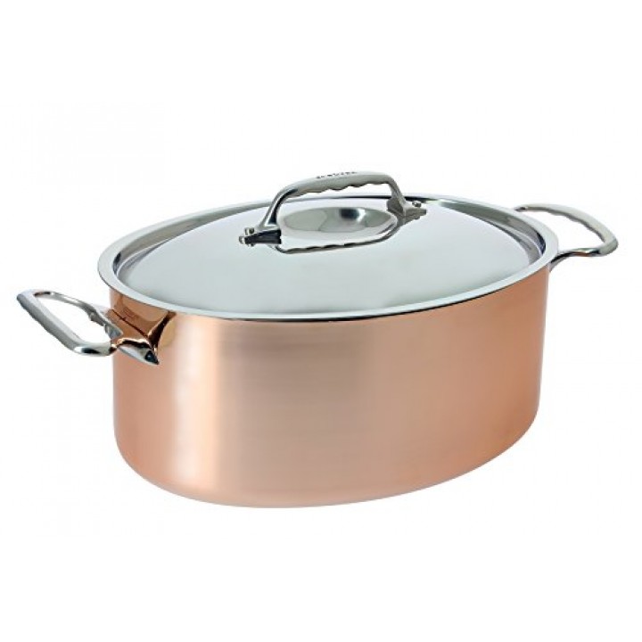 Медный кокот овальный с крышкой, 30 см., 6,5 л De Buyer 6426.30 