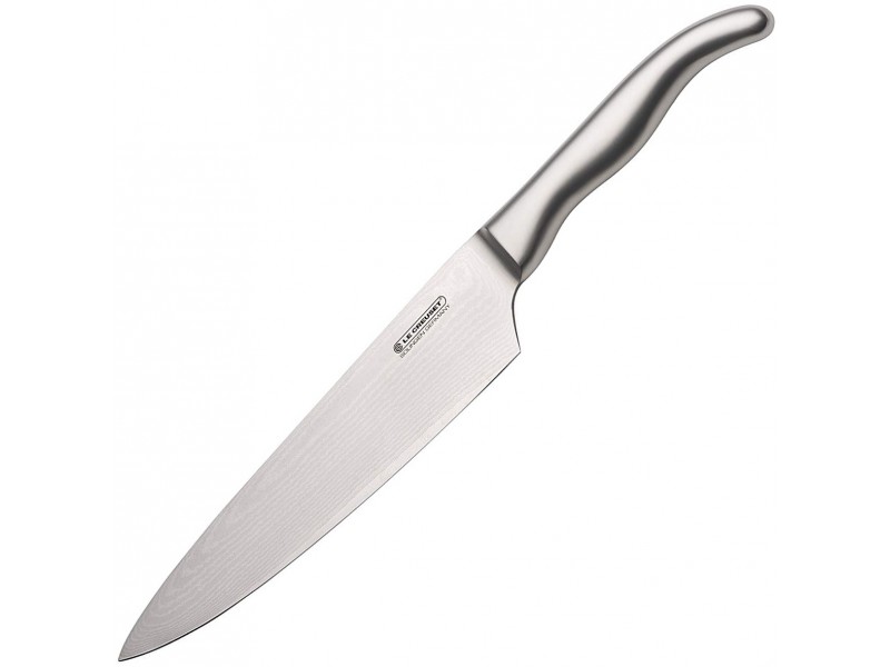 Фото Title Нож поварской 20 см со стальной ручкой, Le Creuset, 98000320000100, Дамасская сталь Фото Alt Нож поварской 20 см со стальной ручкой, Le Creuset, 98000320000100, Дамасская сталь