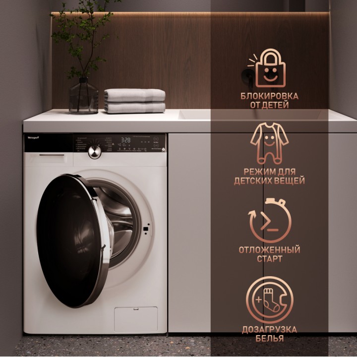 Фото Alt Cтиральная машина с инвертором и паром Weissgauff  WM 4027 Inverter Steam - 7