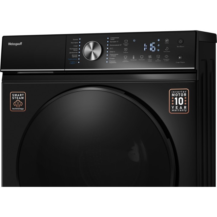 Фото Alt Cтиральная машина с инвертором и паром Weissgauff  WM 47147 DC Inverter Steam Black - 19