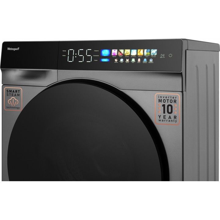 Фото Alt Cтиральная машина с инвертором и паром Weissgauff  WM 998 Full Touch DC Inverter Steam Silver - 15