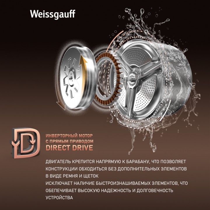 Фото Title Cтиральная машина с прямым приводом и инвертором Weissgauff WM 4926 Direct Drive Inverter Premium - 4 Фото Alt Cтиральная машина с прямым приводом и инвертором Weissgauff WM 4926 Direct Drive Inverter Premium - 4