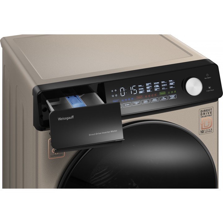 Фото Title Cтиральная машина с прямым приводом, инвертором и паром Weissgauff WM 45126 Steam Direct Drive Champagne - 23 Фото Alt Cтиральная машина с прямым приводом, инвертором и паром Weissgauff WM 45126 Steam Direct Drive Champagne - 23