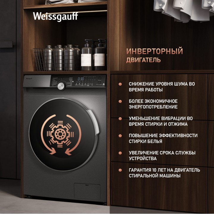 Фото Alt Стиральная машина с инвертором и паром Weissgauff  WM 59412 DC Inverter Steam Silver - 3