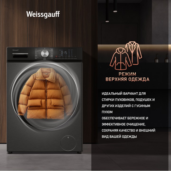 Фото Alt Стиральная машина с сушкой, инвертором и паром Weissgauff  WMD 4148 D Grey - 11