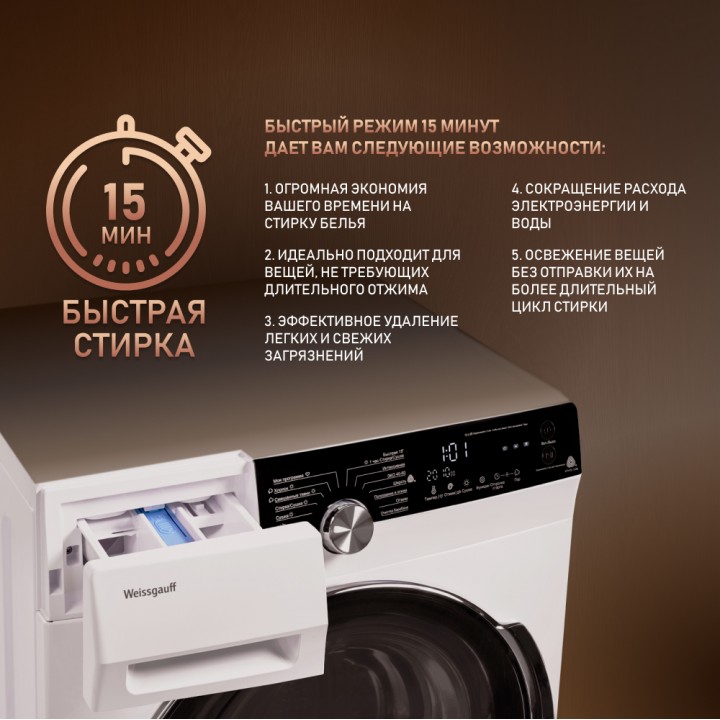 Фото Alt Стиральная машина с сушкой, инвертором и паром Weissgauff  WMD 4748 DC Inverter Steam - 6