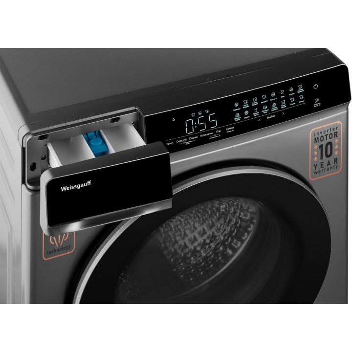 Фото Title Стиральная машина с сушкой, инвертором и паром Weissgauff WMD 888 Touch Inverter Steam Silver - 18 Фото Alt Стиральная машина с сушкой, инвертором и паром Weissgauff WMD 888 Touch Inverter Steam Silver - 18
