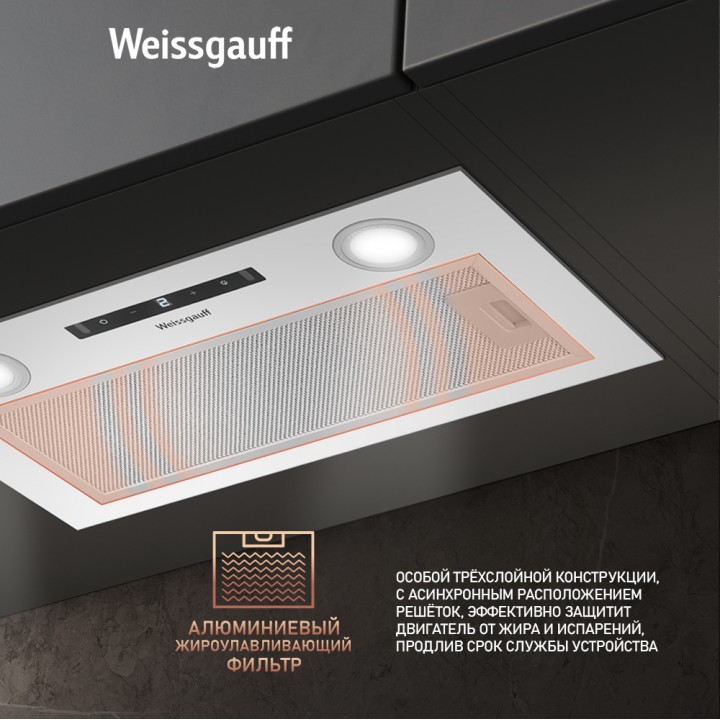 Фото Alt Кухонная встраиваемая вытяжка Weissgauff  BOX 1200 WH - 5