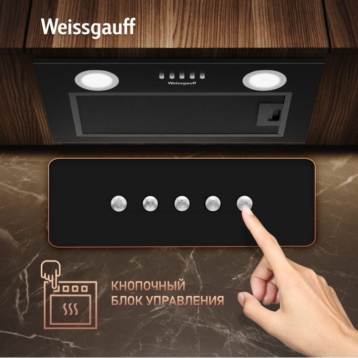 Фото Alt Кухонная встраиваемая вытяжка Weissgauff  BOX 456 Black - 3