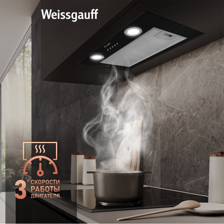 Фото Alt Кухонная встраиваемая вытяжка Weissgauff  Box 600 PB BL - 3