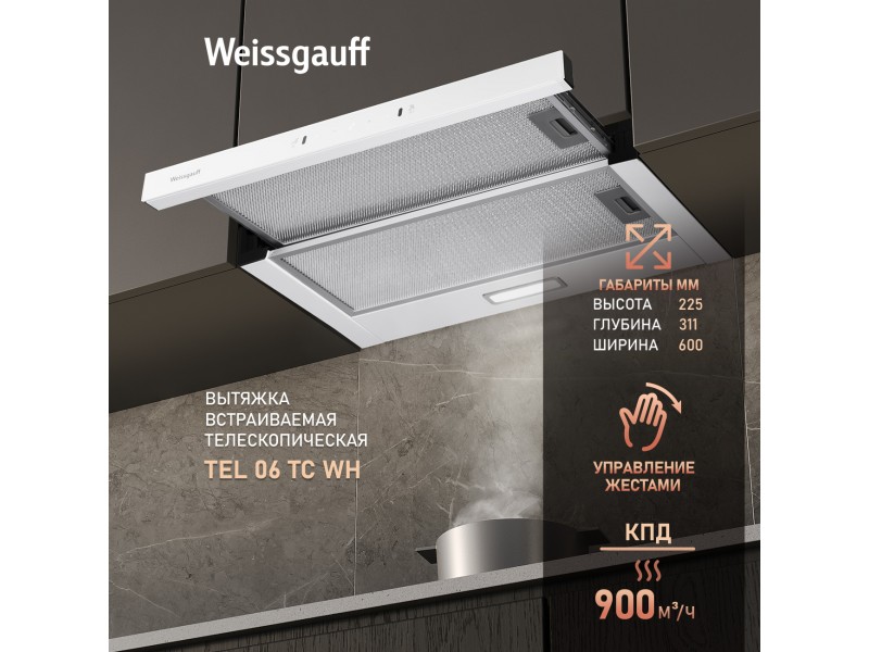 Фото Alt Кухонная встраиваемая вытяжка Weissgauff  TEL 06 TC WH
